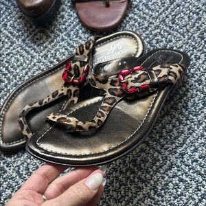 Donald J. Pliner Leopard Sandals with Red Details